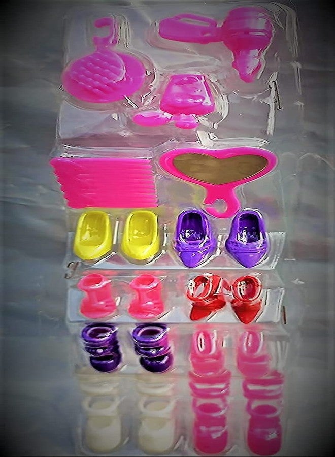 DESCTIDY Combo Beautiful Doll Toy Set with Movable Joints and Other Ornaments & Fashionable Dresses for Girls Baby Kids Dream House Adventures (Pack of 2) - Image 3